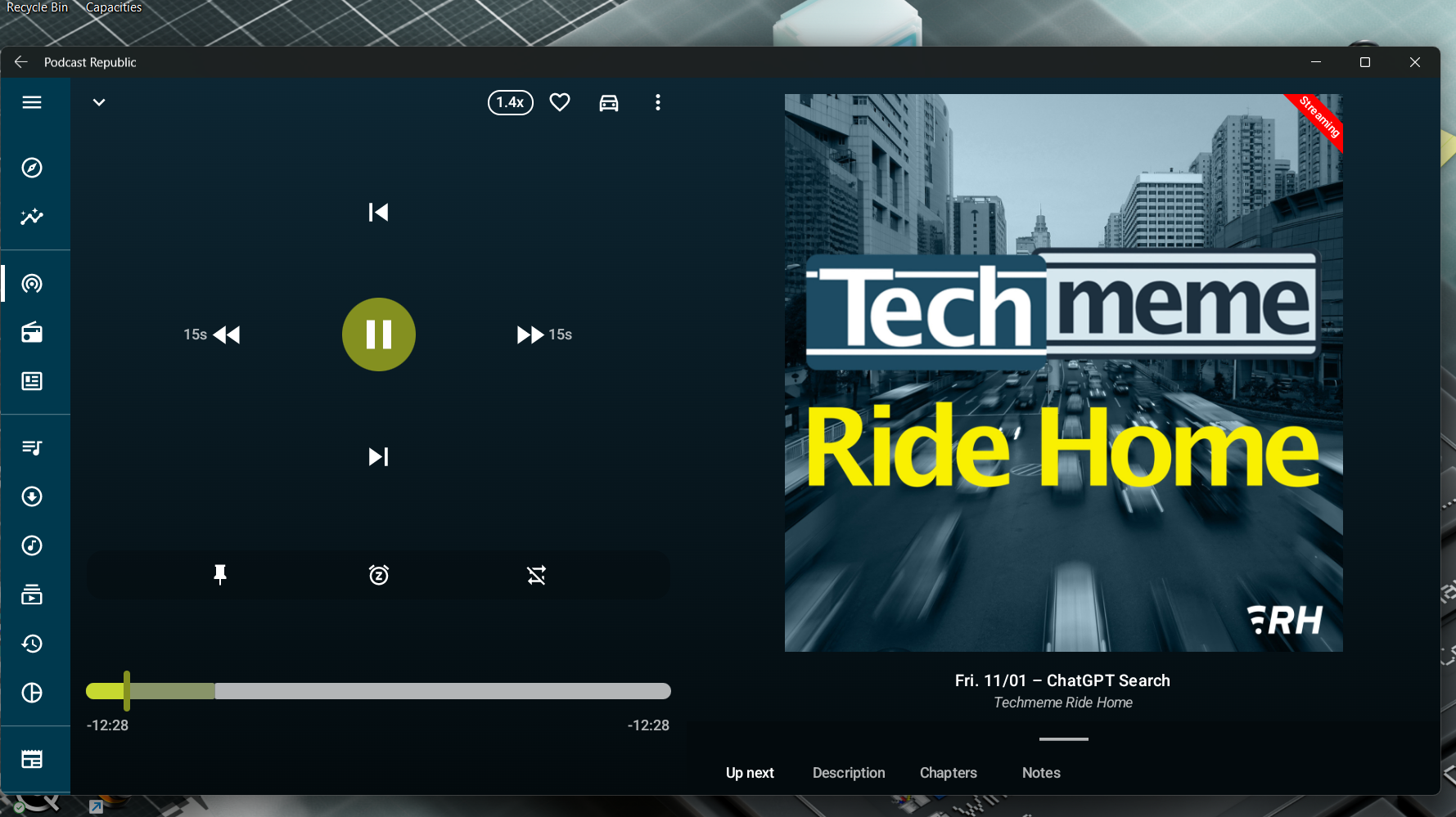 Now playing screen has easy touch targets even for Windows