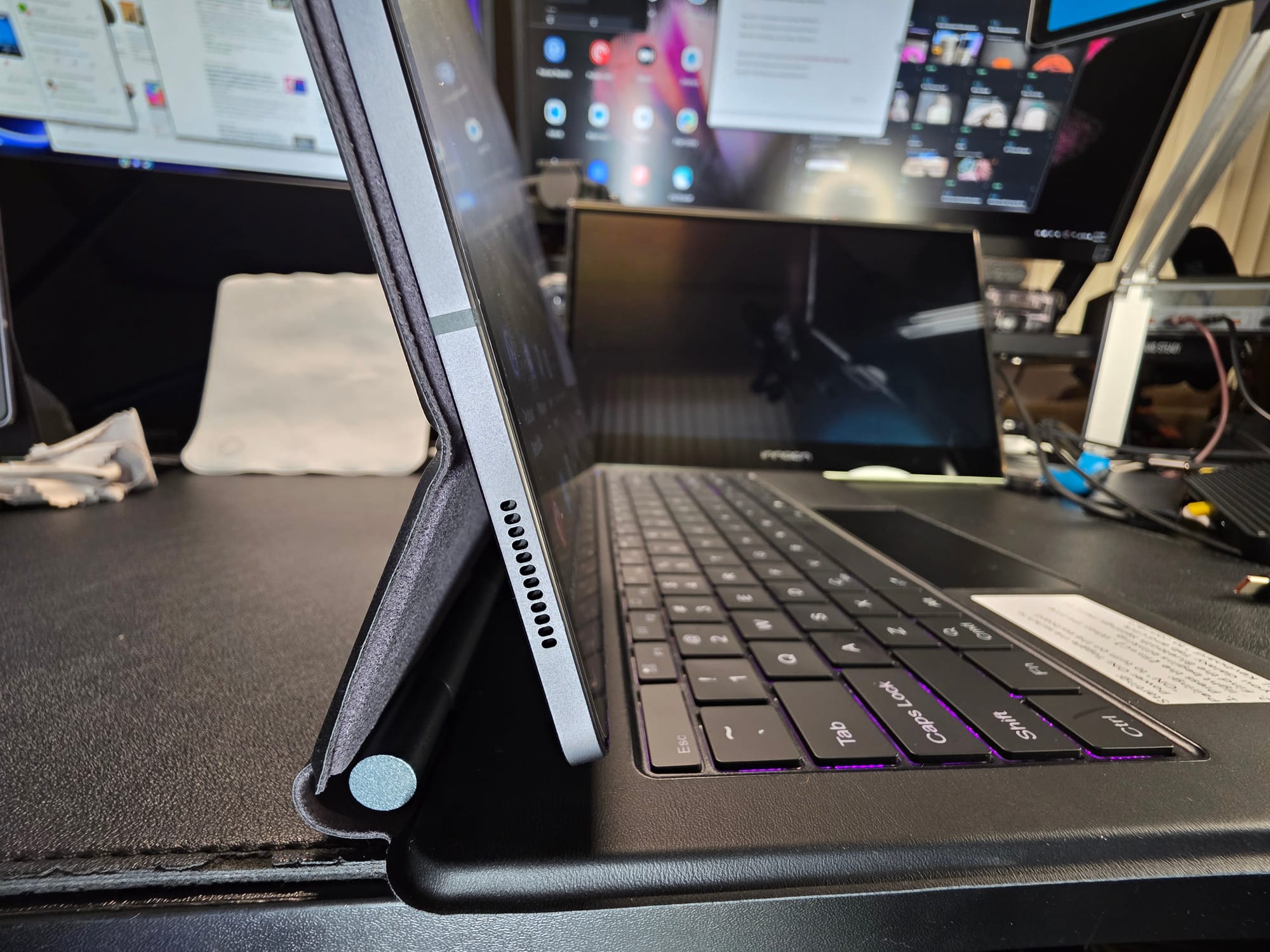 The keyboard case is pictured from the side, displaying the only angle that is available