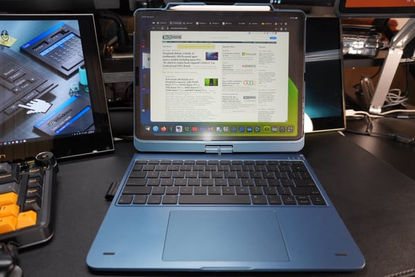 The Typecase Flexbook Touch in Laptop Mode with the screen facing the user.
